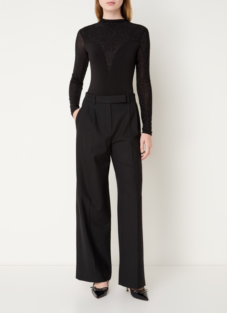 Maje Semi-transparent body top with rhinestones