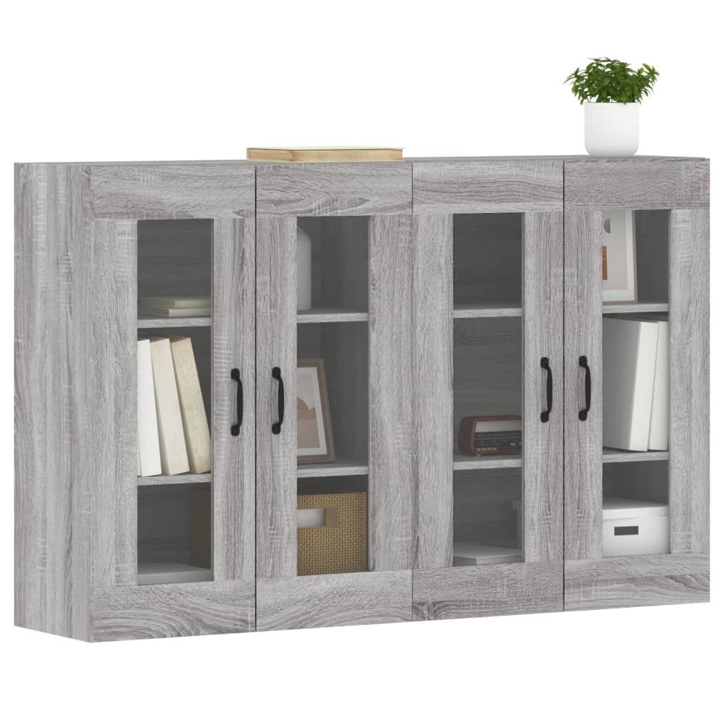 vidaXL Anrichte Wandschränke 2 Stk Grau Sonoma Holzwerkstoff Glas Vitrine Hängeschrank