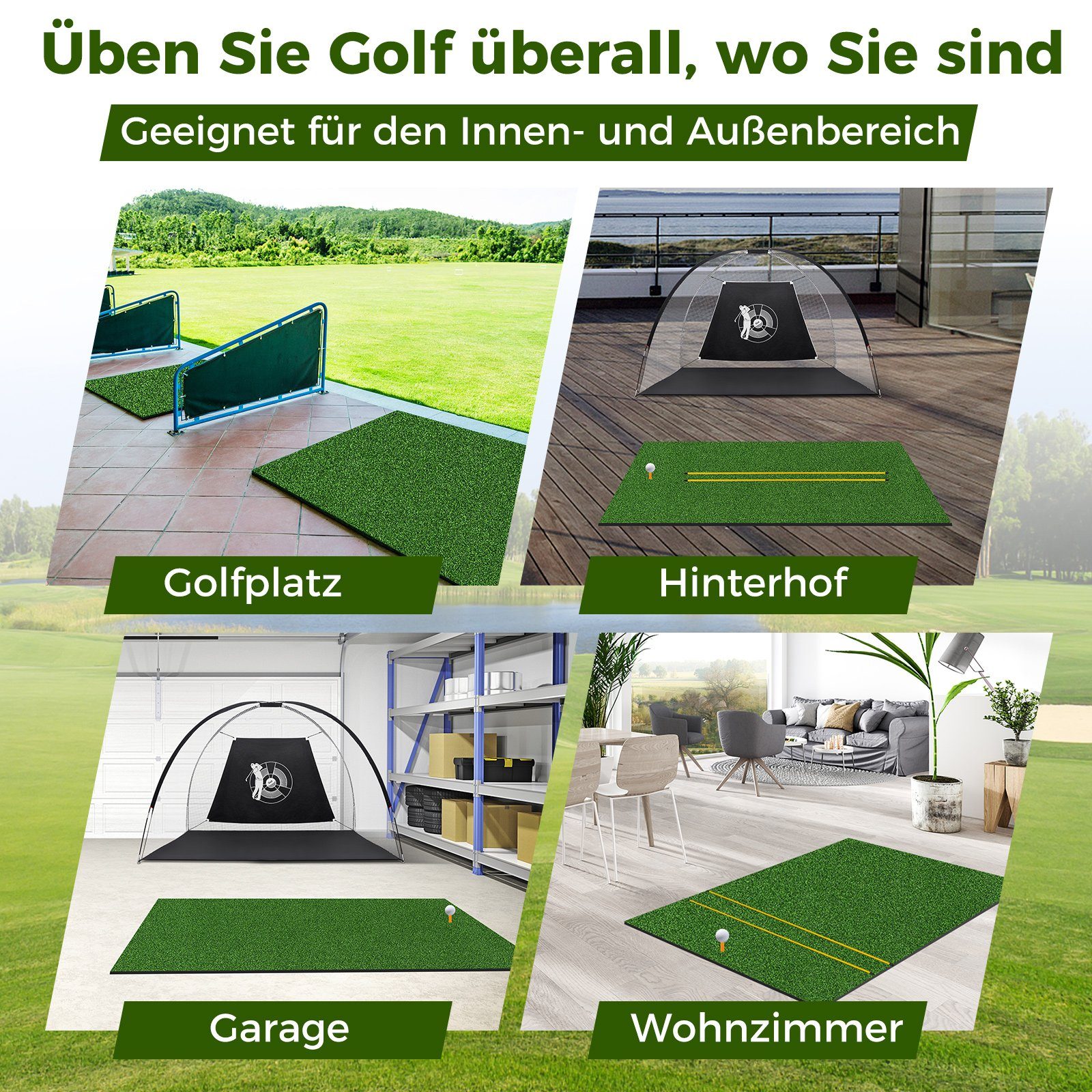 COSTWAY Golf-Abschlagmatte Übungsmatte, mit 2 Golf-Tees