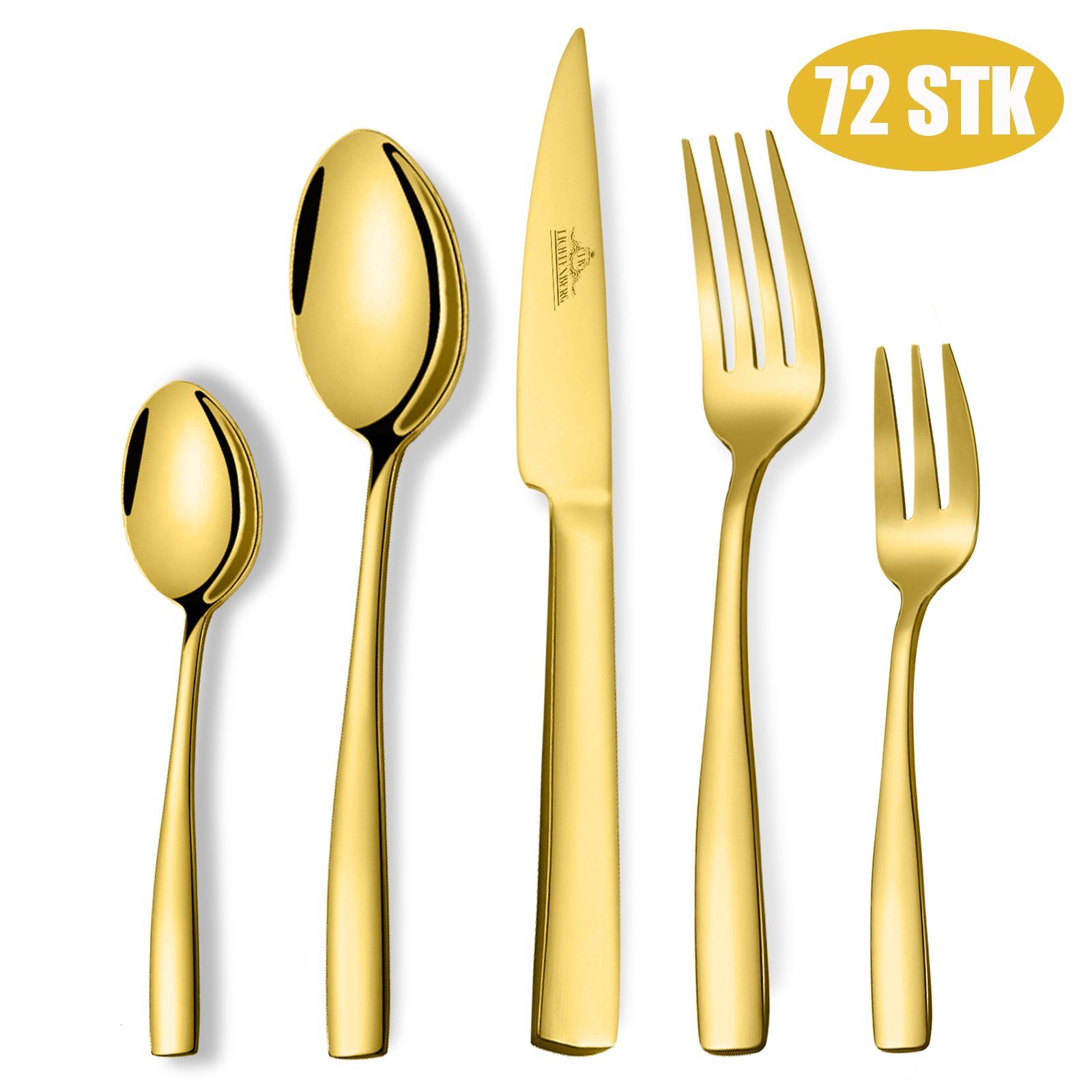 LB LICHTENBERG Besteck-Set 72 teilig Essbesteck Set Für 12 Personen, 18/10 Edelstahl, glänzend, inkl. Messer, Gabel, Löffel, Teelöffel Essbesteck, Spülmaschinenfest