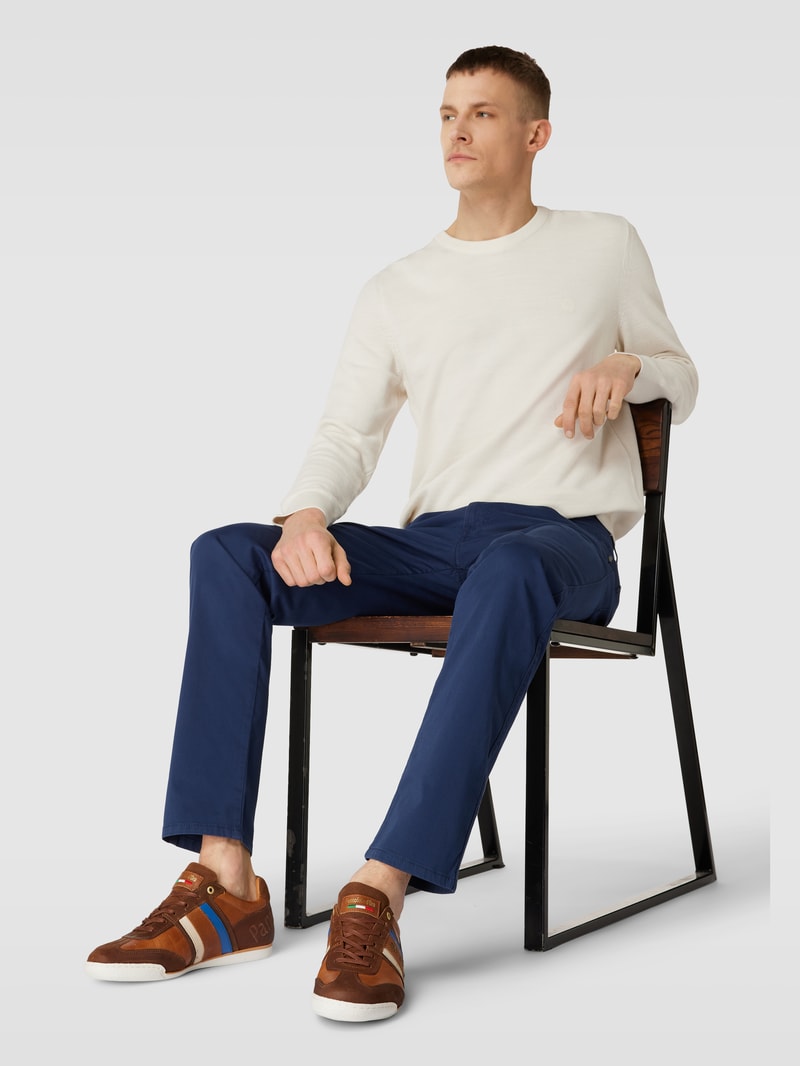 Sneaker mit Kontrastbesatz Modell 'IMOLA' in cognac
