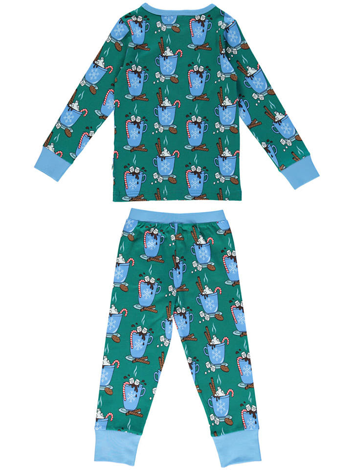 Småfolk Pyjama in Grün/ Blau günstig kaufen