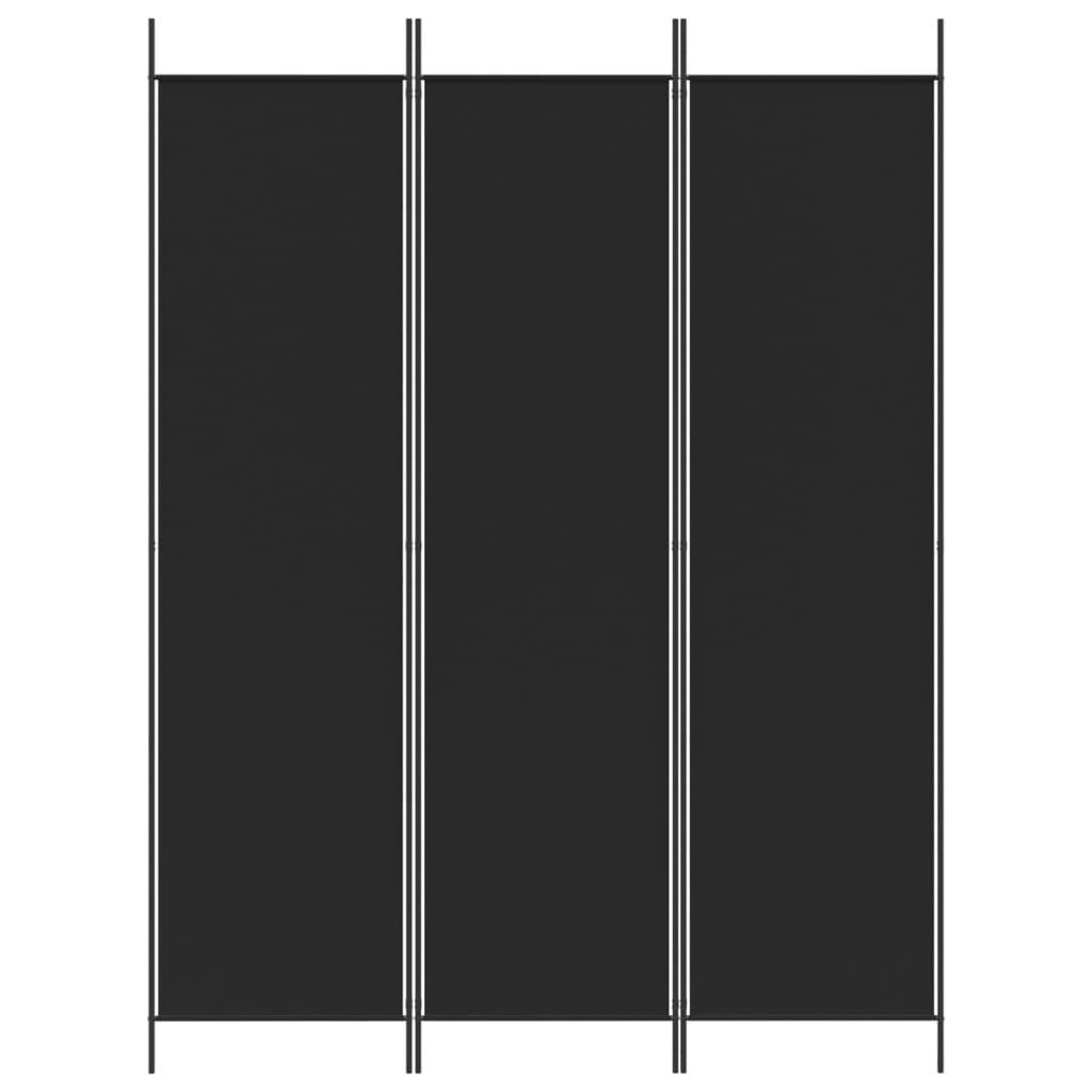 vidaXL Raumteiler 3-tlg. Paravent Schwarz 150x200 cm Stoff, 1-tlg.