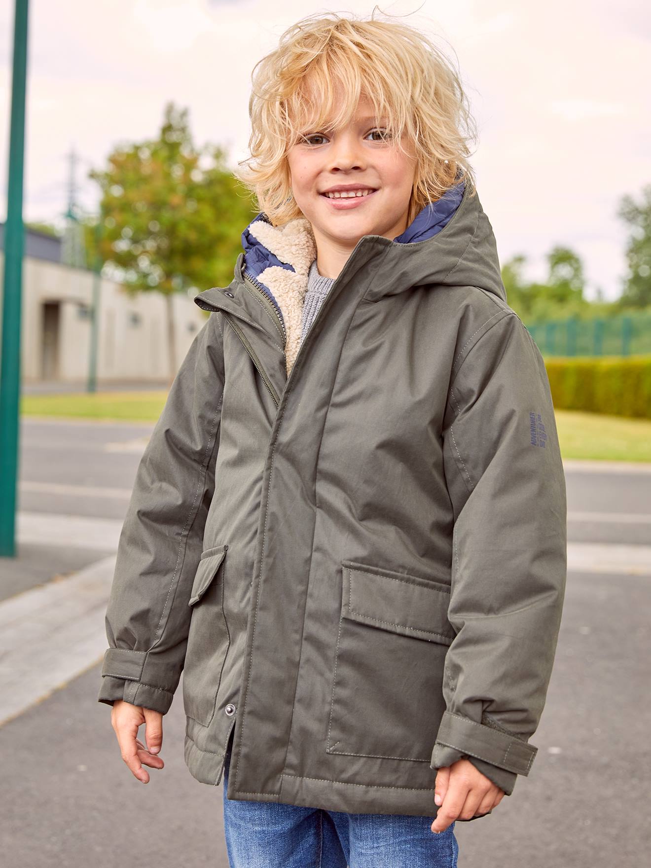 Parka 3 en 1 garçon avec blouson amovible bleu électrique