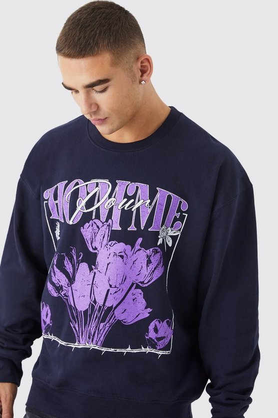 Sweatshirt mit floralem Homme Print