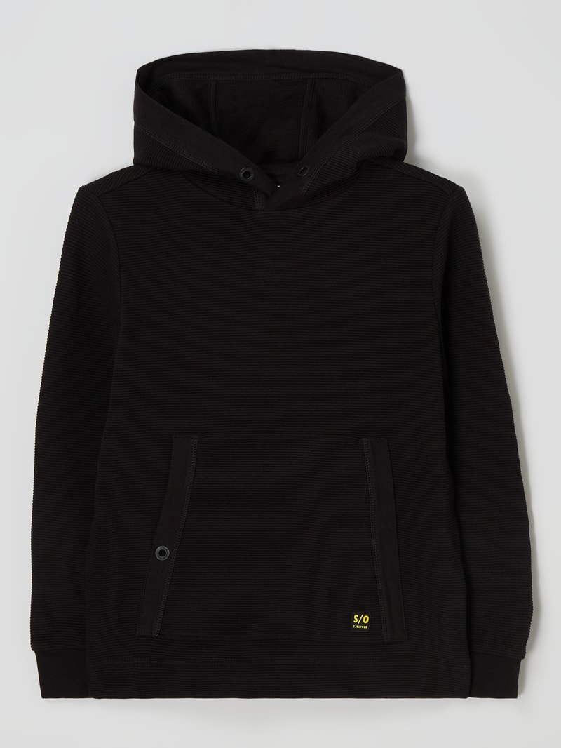Hoodie mit Rippenstruktur in schwarz