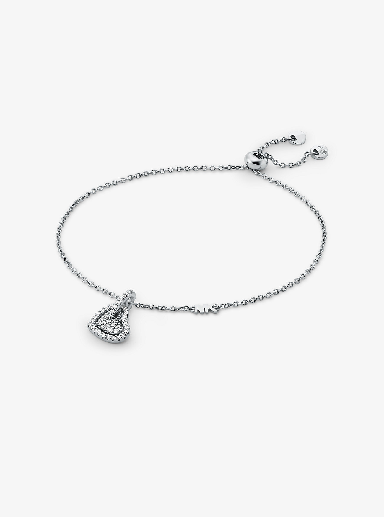 Bracciale a cuore in argento sterling placcato metalli preziosi con pavé di diamanti - ARGENTO