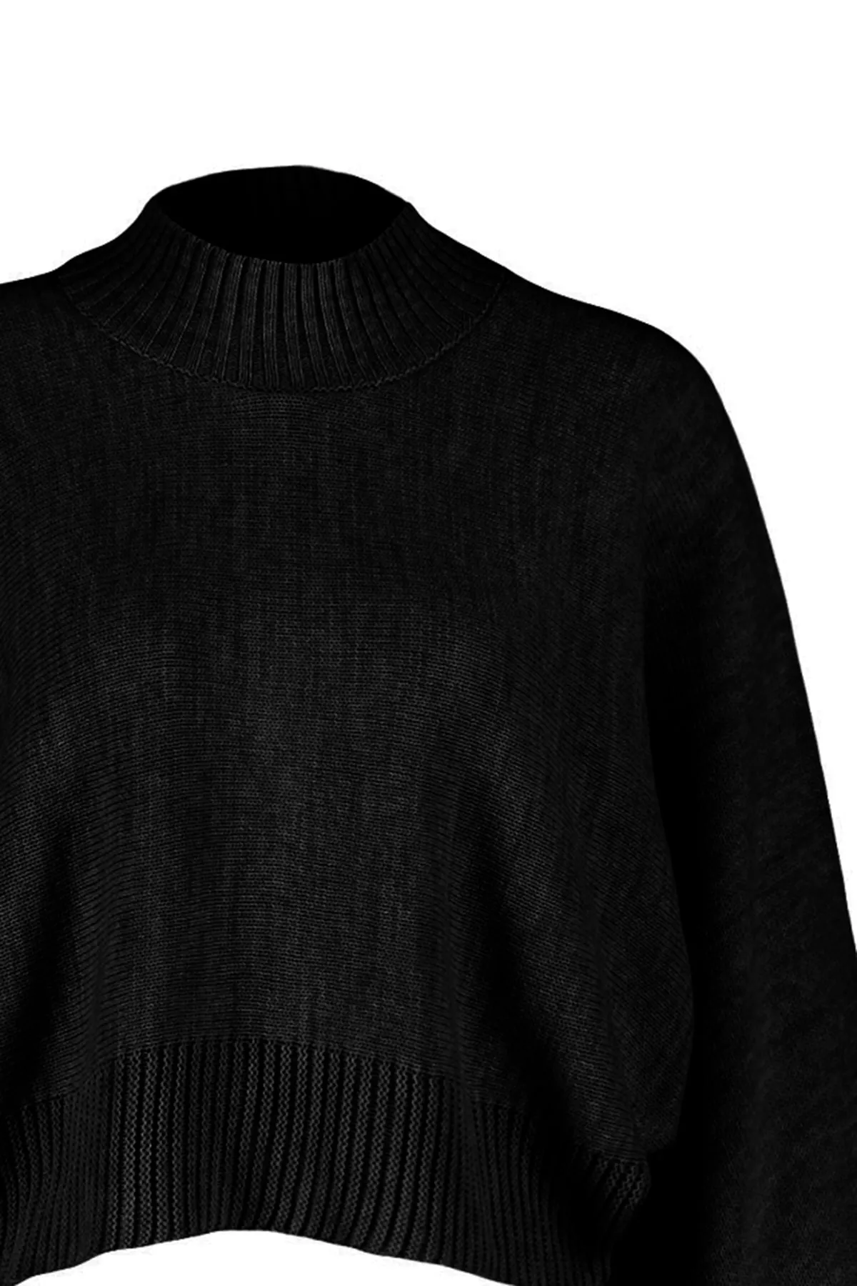 Trendyol Collection  Schwarzer Strickpullover mit Fledermausärmeln TWOAW23KZ01838