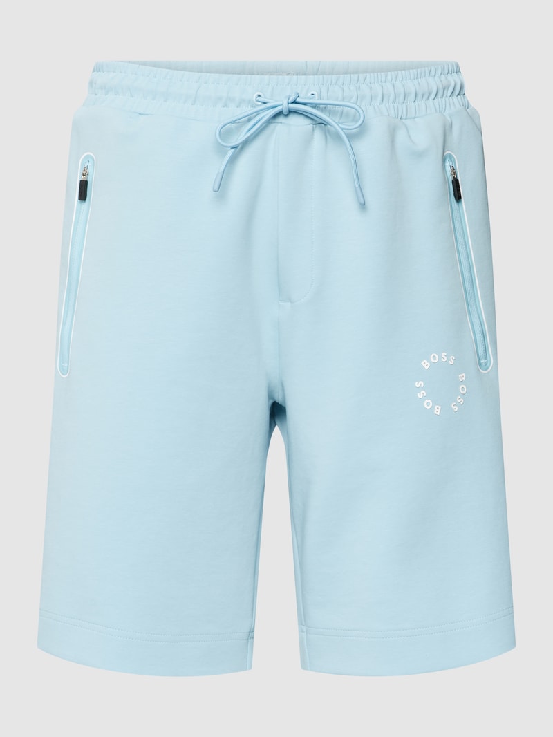 Sweatshorts mit Motiv-Print in hellblau