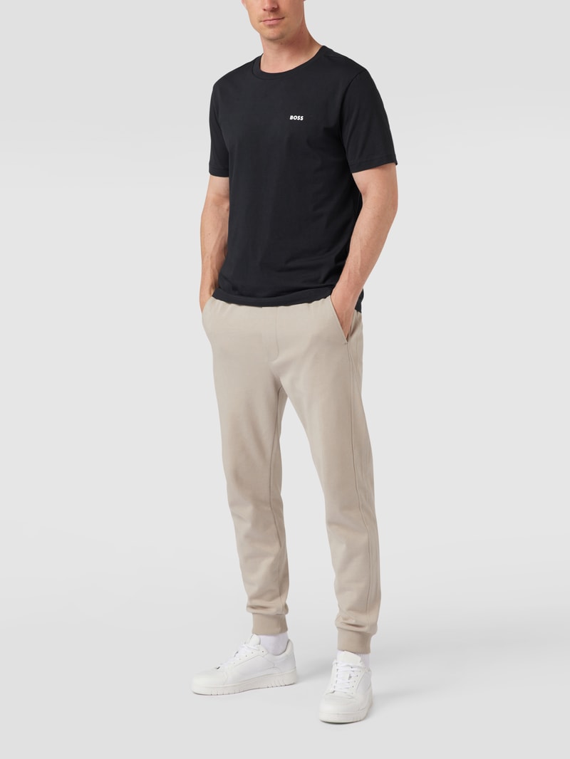 T-Shirt mit Logo-Print Modell 'Tee' in dunkelblau