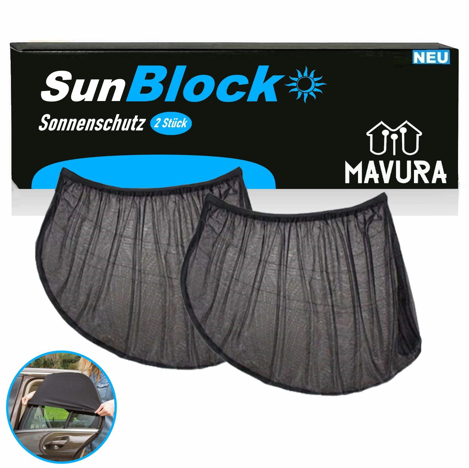 MAVURA Autosonnenschutz SunBlock Sonnenschutz Auto Baby mit UV Schutz Universal Sonnenblende, (Seitenfenster), Auto Kinder Seitenscheibe Autoscheiben Sonnenschutz [2er Set]