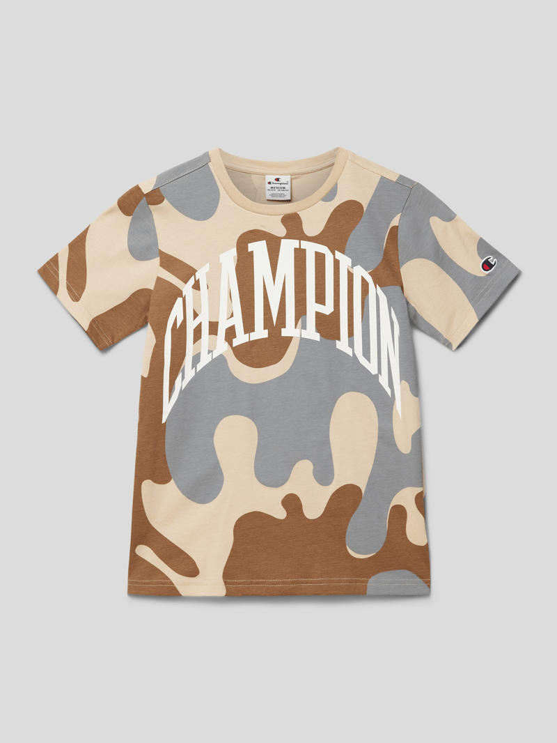 T-Shirt mit Allover-Muster Modell 'Rochester' in camel