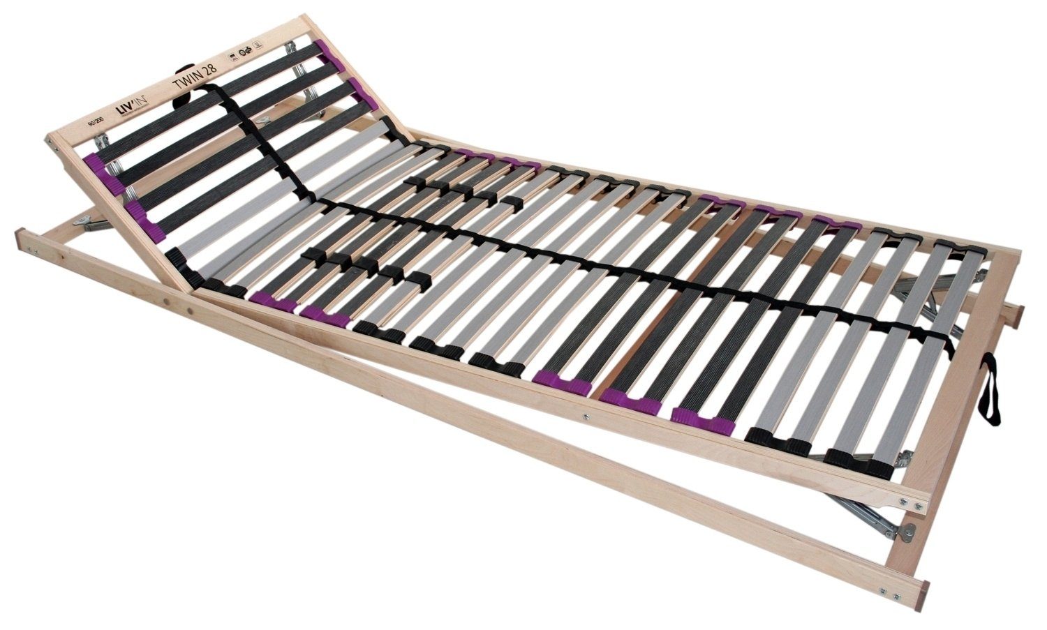 Lattenrost TWIN, 140 x 200 cm, 28 Federholzleisten,, Beco, Kopfteil manuell verstellbar, Fußteil manuell verstellbar, Kopf- und Fußteil manuell verstellbar, individuelle Härteregulierung