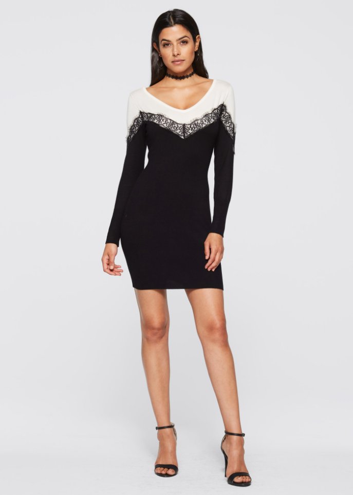 Strickkleid mit Spitzeneinsatz