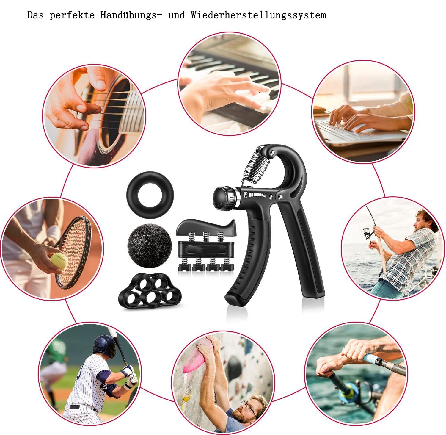 GelldG Multitrainer Handtrainer Fingertrainer, Griffkraft Trainer Trainingsset – 5er-Pack