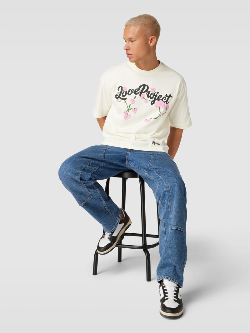 Oversized T-Shirt mit Motiv-Print in offwhite