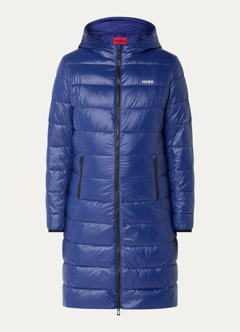 Zateplená parka HUGO BOSS Famalia s kapucí a kapsami na zip
