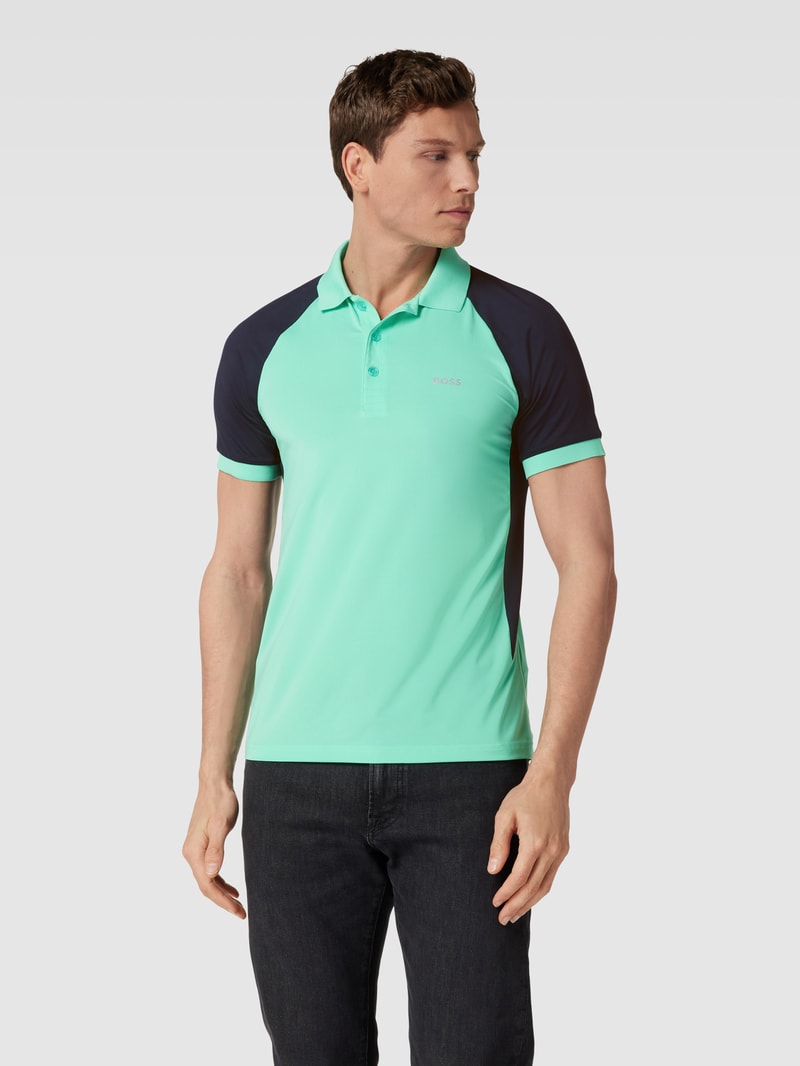 Poloshirt mit Label-Detail Modell 'Pauletech' in hellgrün
