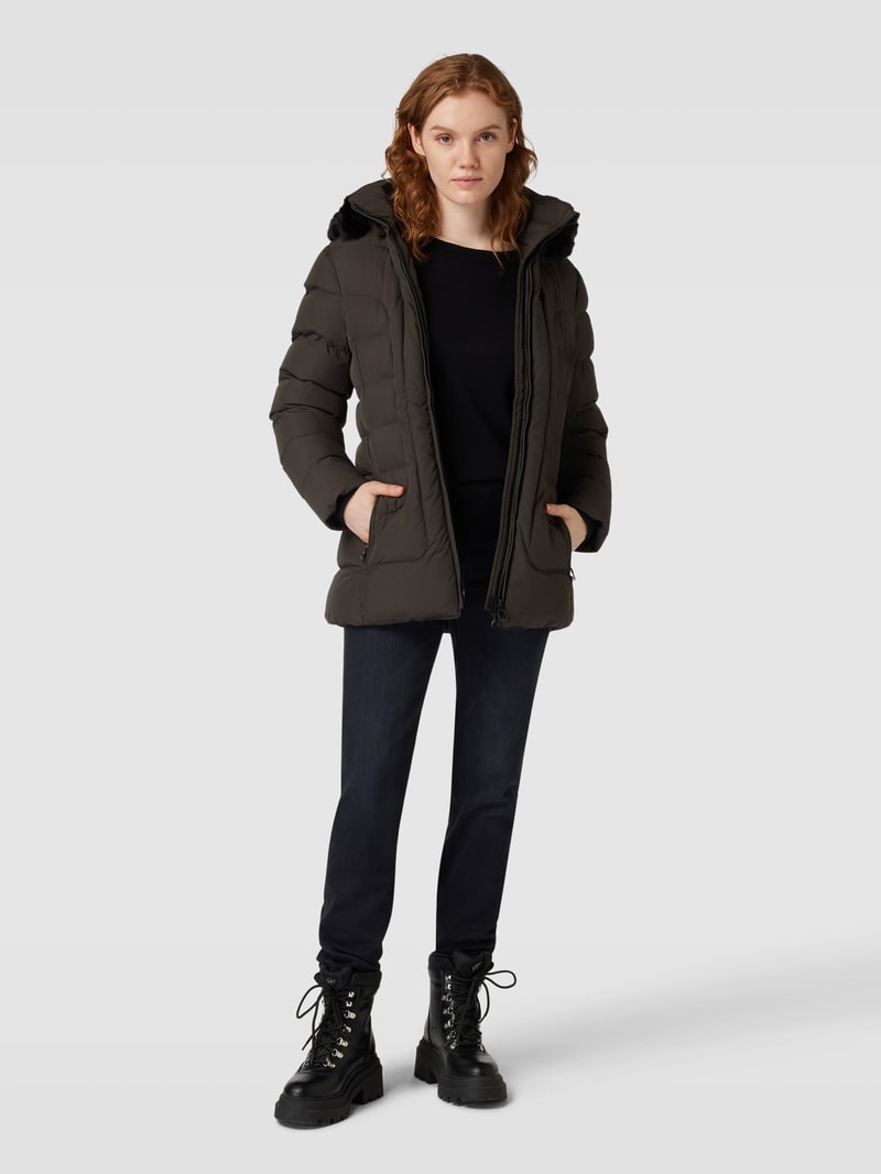 Funktionsjacke mit Kunstfellbesatz Modell 'Belvitesse' in olivgrün