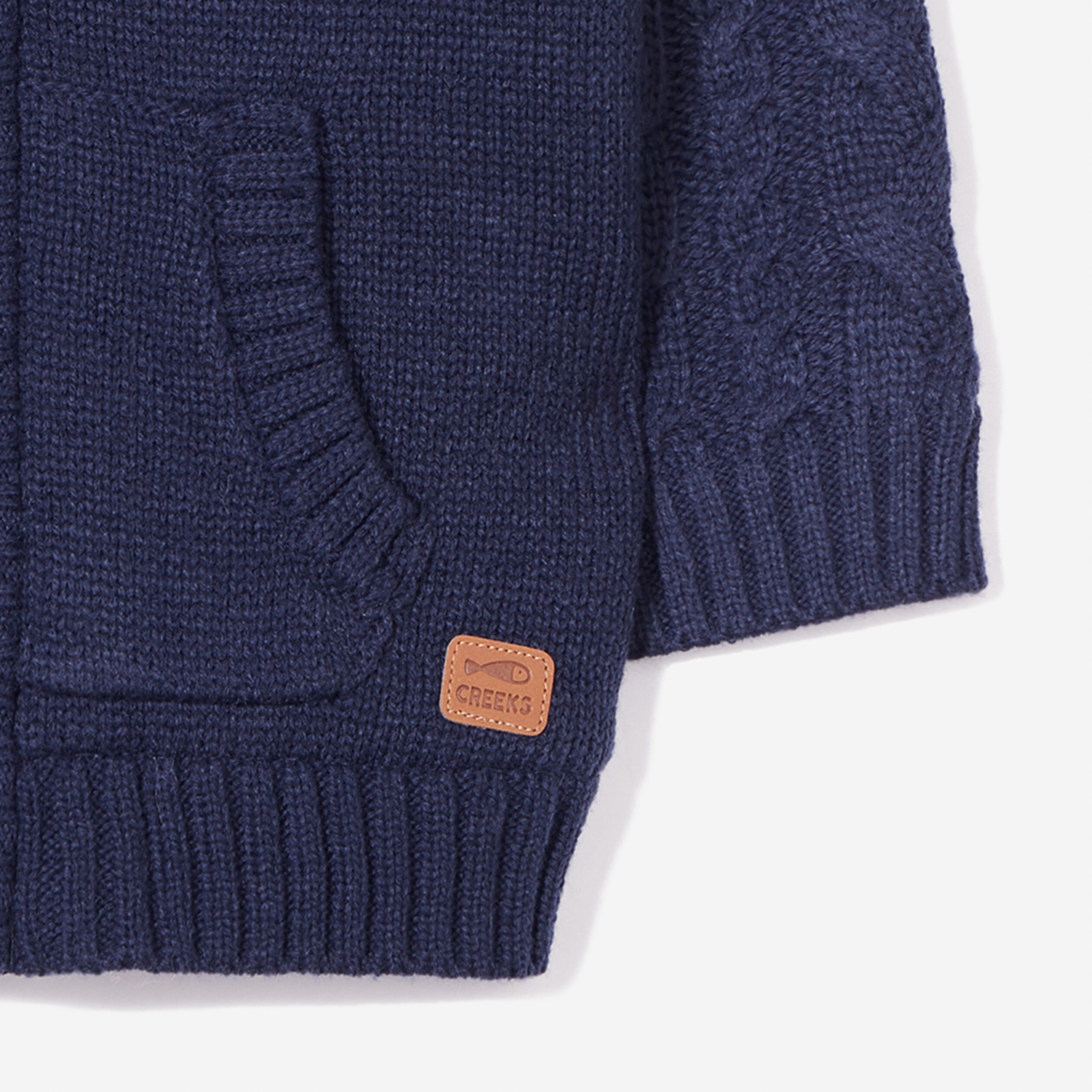 Gilet doublé à capuche et torsades bleu marine bébé garçon | La Halle
