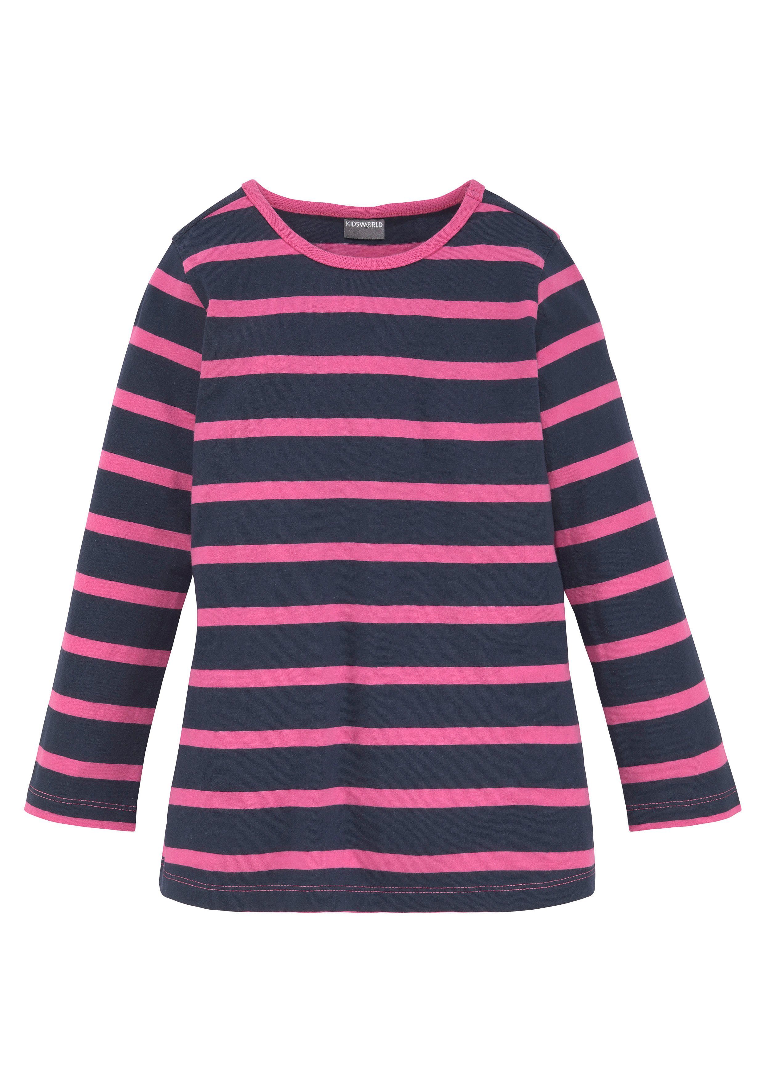 KIDSWORLD Longshirt (2-tlg., 2er-Pack) mit großem Print und schönen Streifen