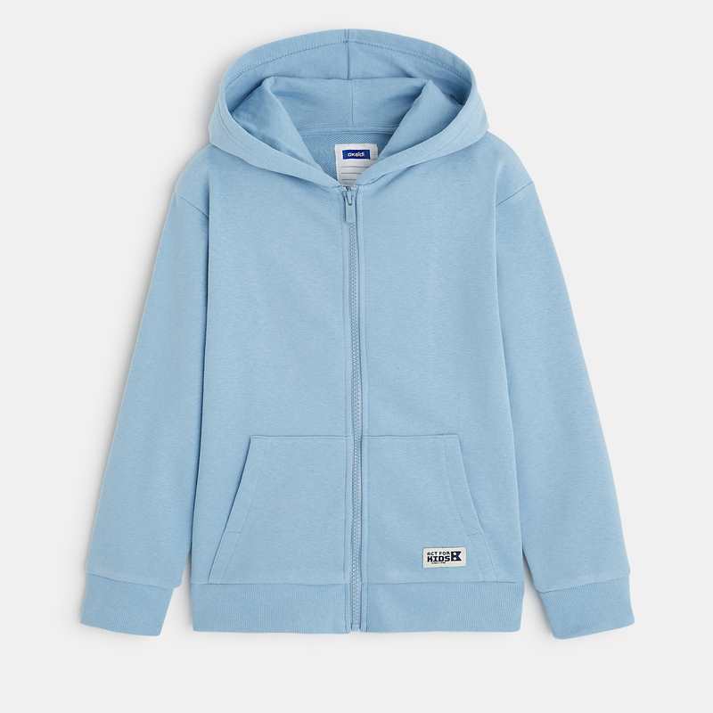 Sweat zippé à capuche bleu garçon