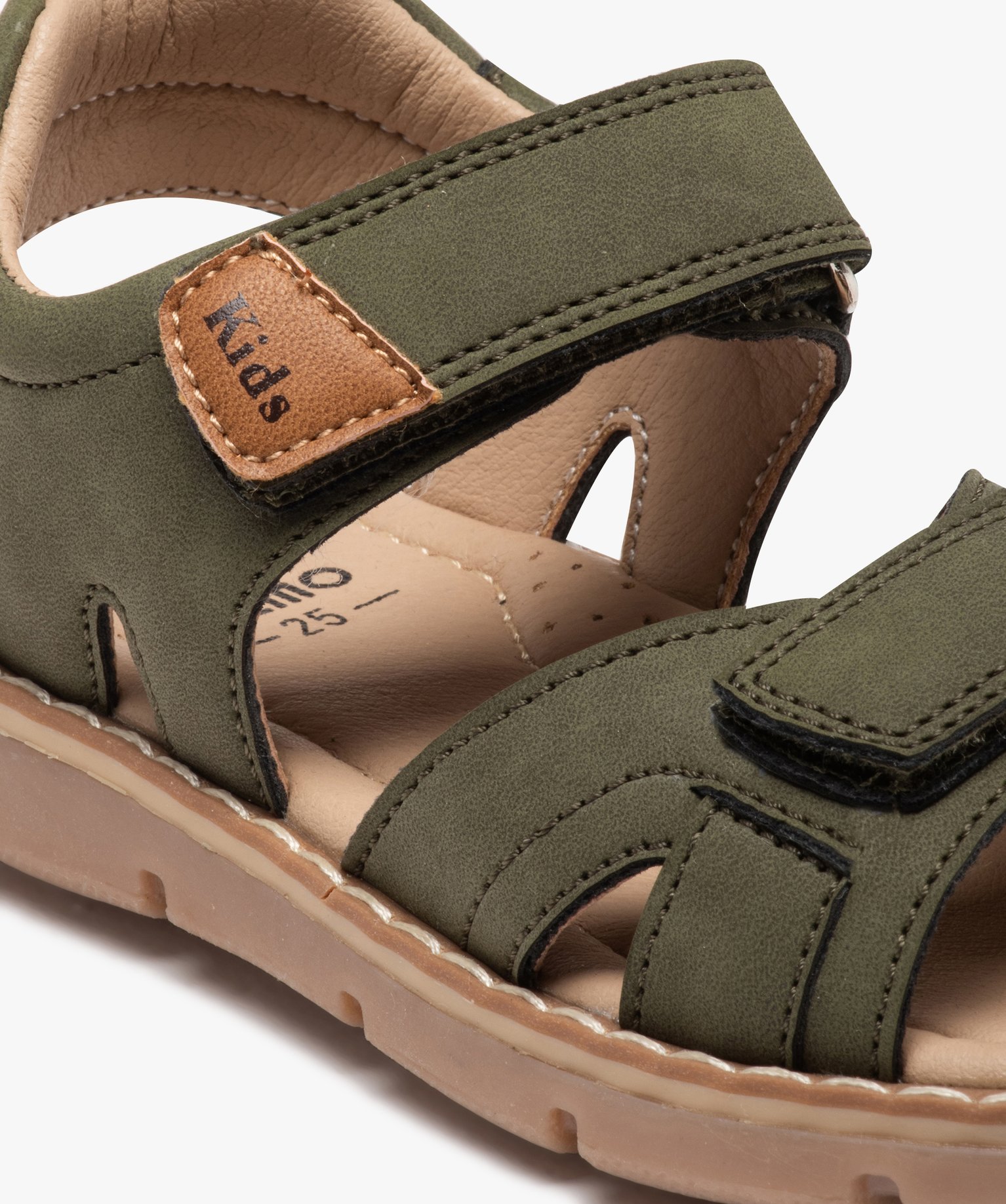 Sandales Garçon à brides unies fermeture scratch sport chic kaki | GEMO