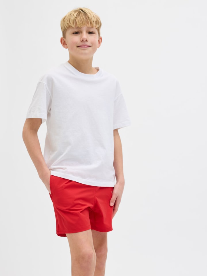 JACK & JONES Junior Badeshorts  JPSTMAUI JJSWIM DOUBLE LOGO JNR in true red günstig kaufen