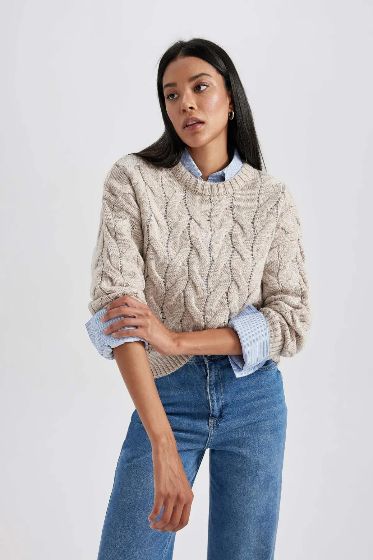 DeFacto  Pullover mit Rundhalsausschnitt in Oversize-Passform