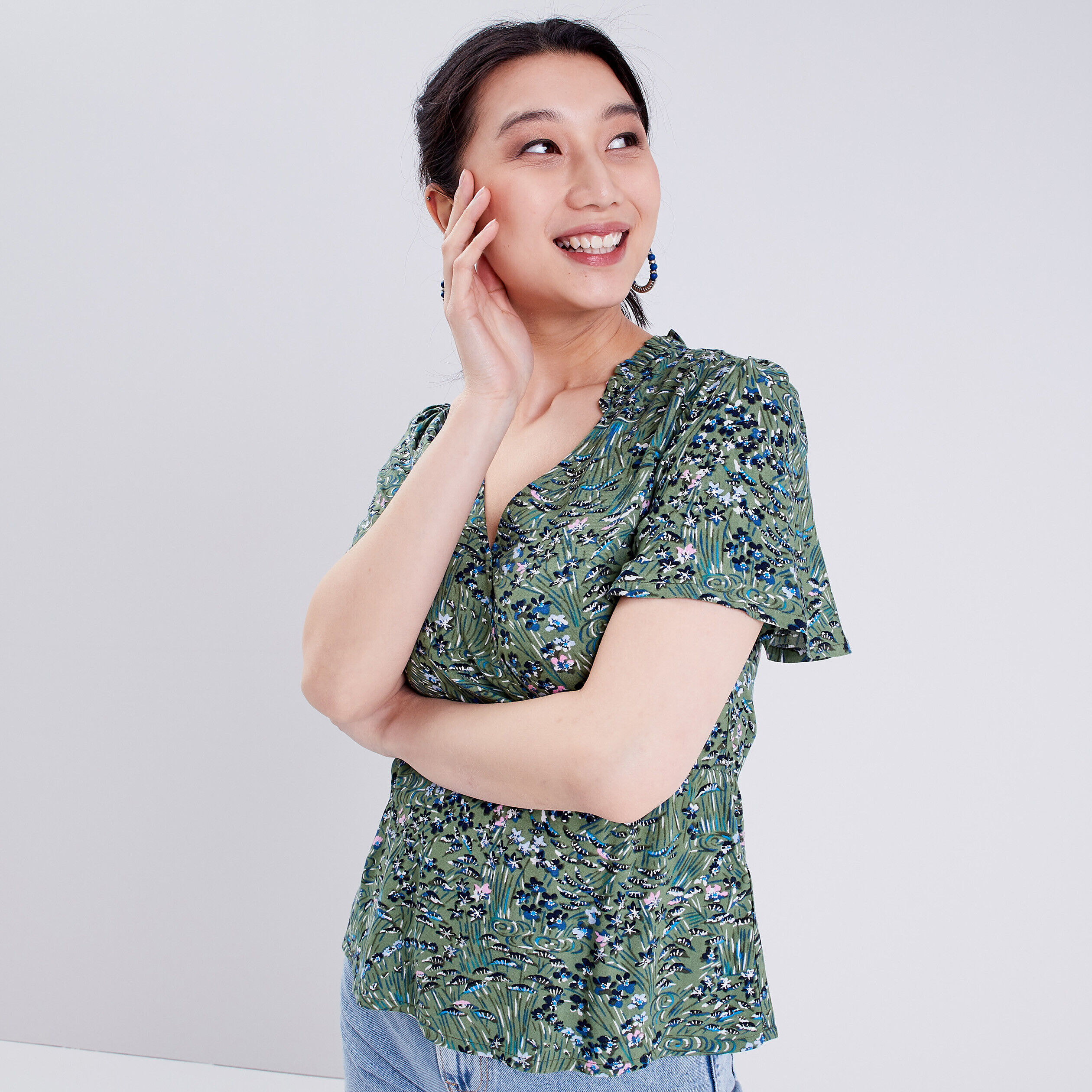 Blouse manches courtes vert pastel femme | Cache Cache