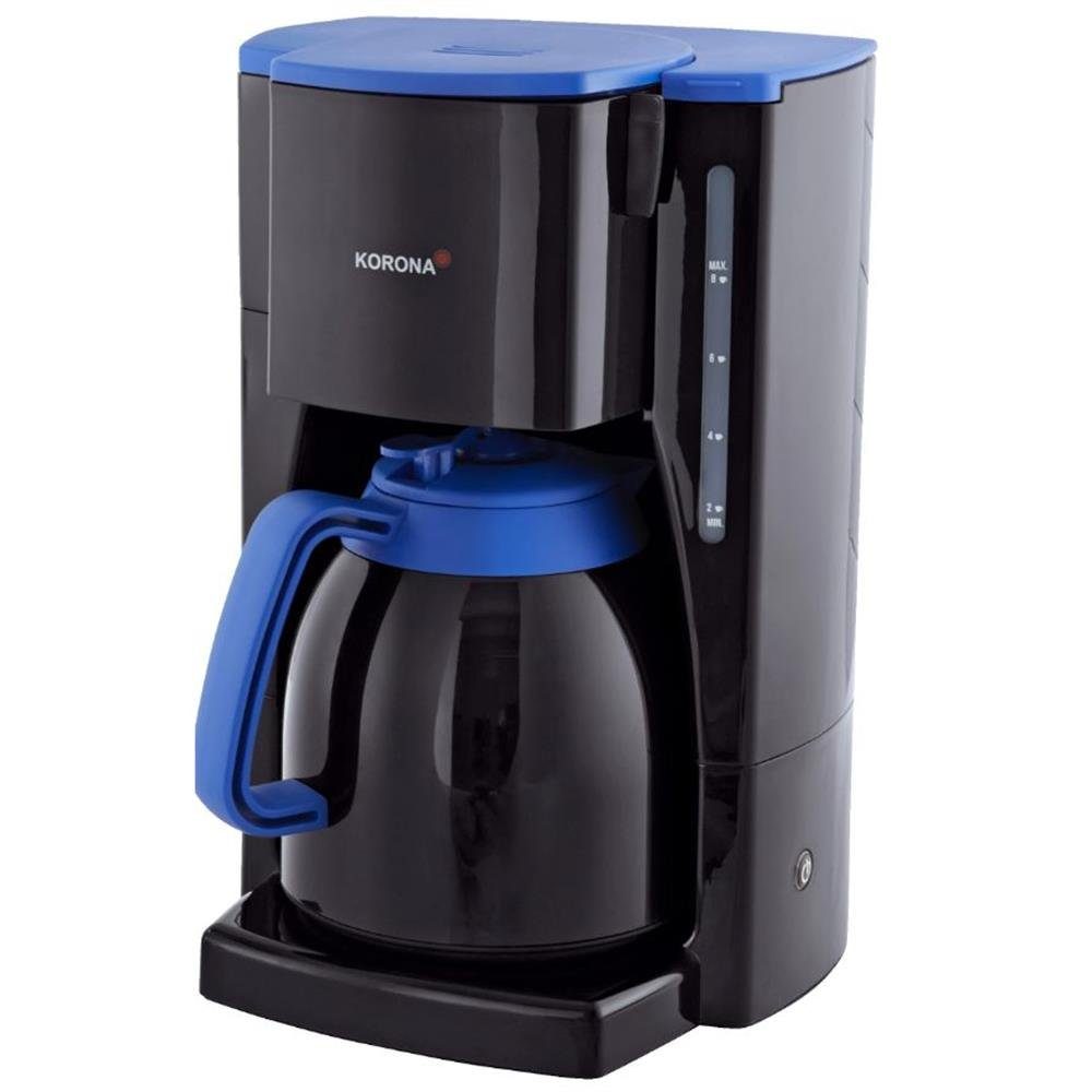 KORONA Filterkaffeemaschine 10314, 1l Kaffeekanne, Papierfilter 1x4, 2 Thermokannen, 8 Tassen, Filter-Kaffeeautomat, Schwarz/Blau