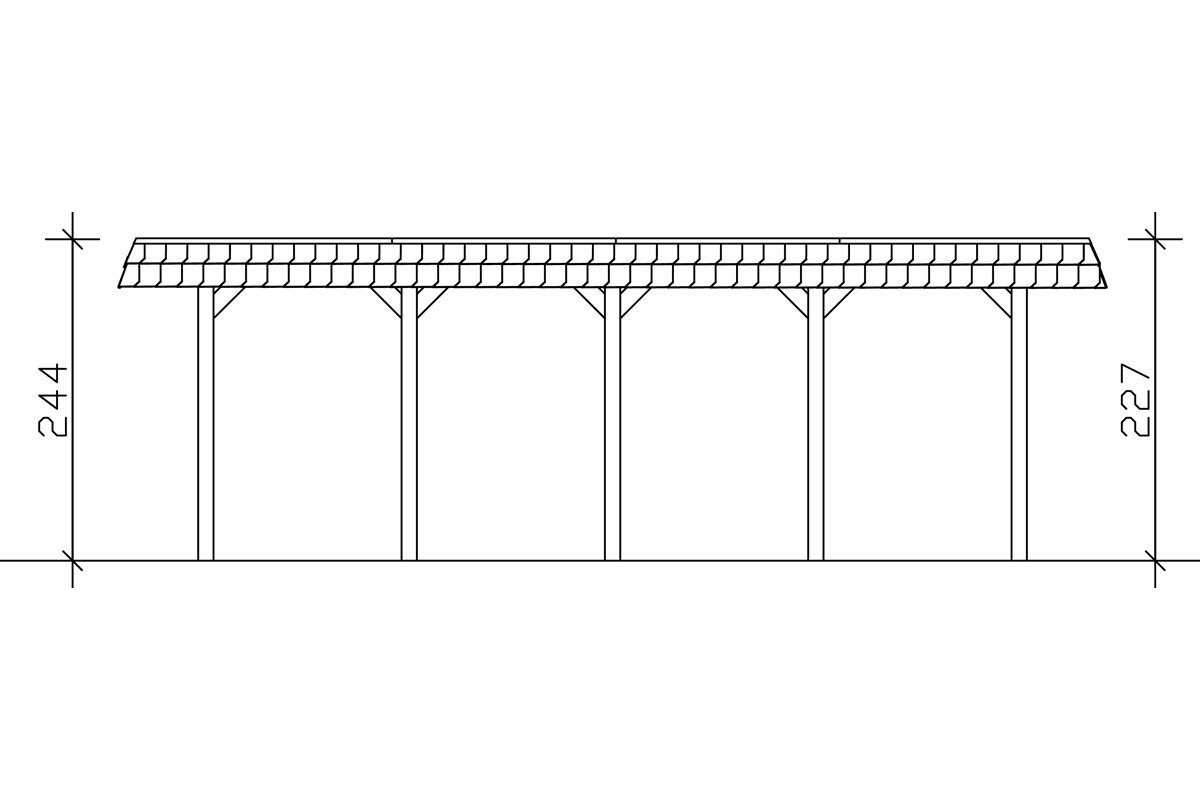 Skanholz Einzelcarport Spreewald, BxT: 396x741 cm, 209 cm Einfahrtshöhe