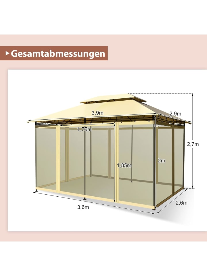 COSTWAY Pavillon Metall 3x4m in Beige günstig kaufen onesize