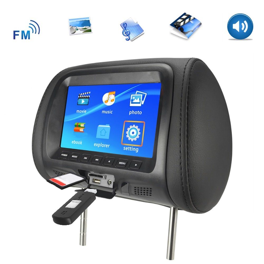 Rutaqian 7Zoll Auto Monitor Rücksitzunterhaltung Multimedia-Spieler Multifunktionsspieler (Riemenantrieb)