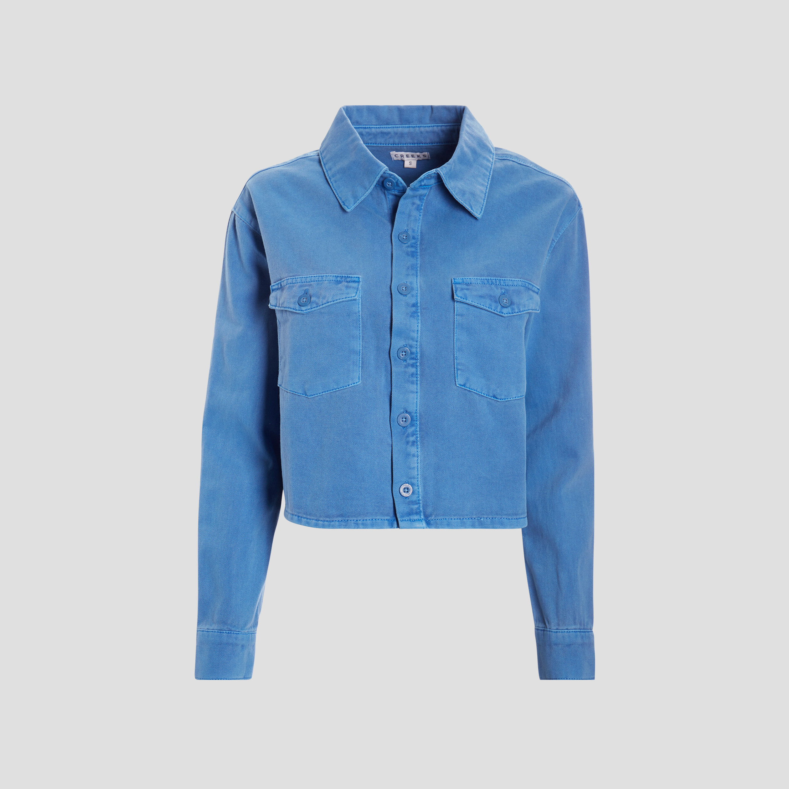 Surchemise cropped manches longues bleu electrique femme | La Halle