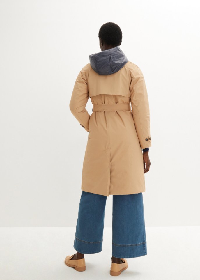 Trenchcoat mit Westeneinsatz und Wattierung