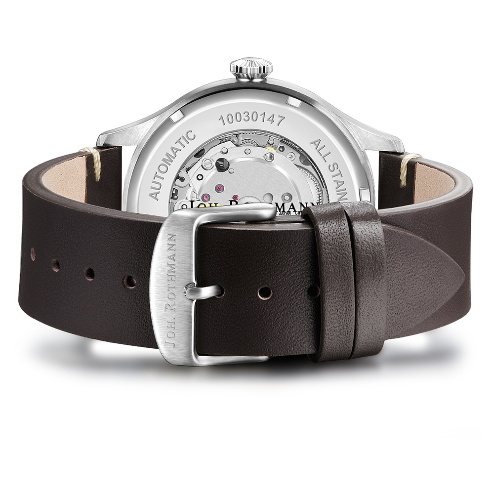 Joh. Rothmann Montre automatique Flight en Argent Cuir véritable en Marron Montre