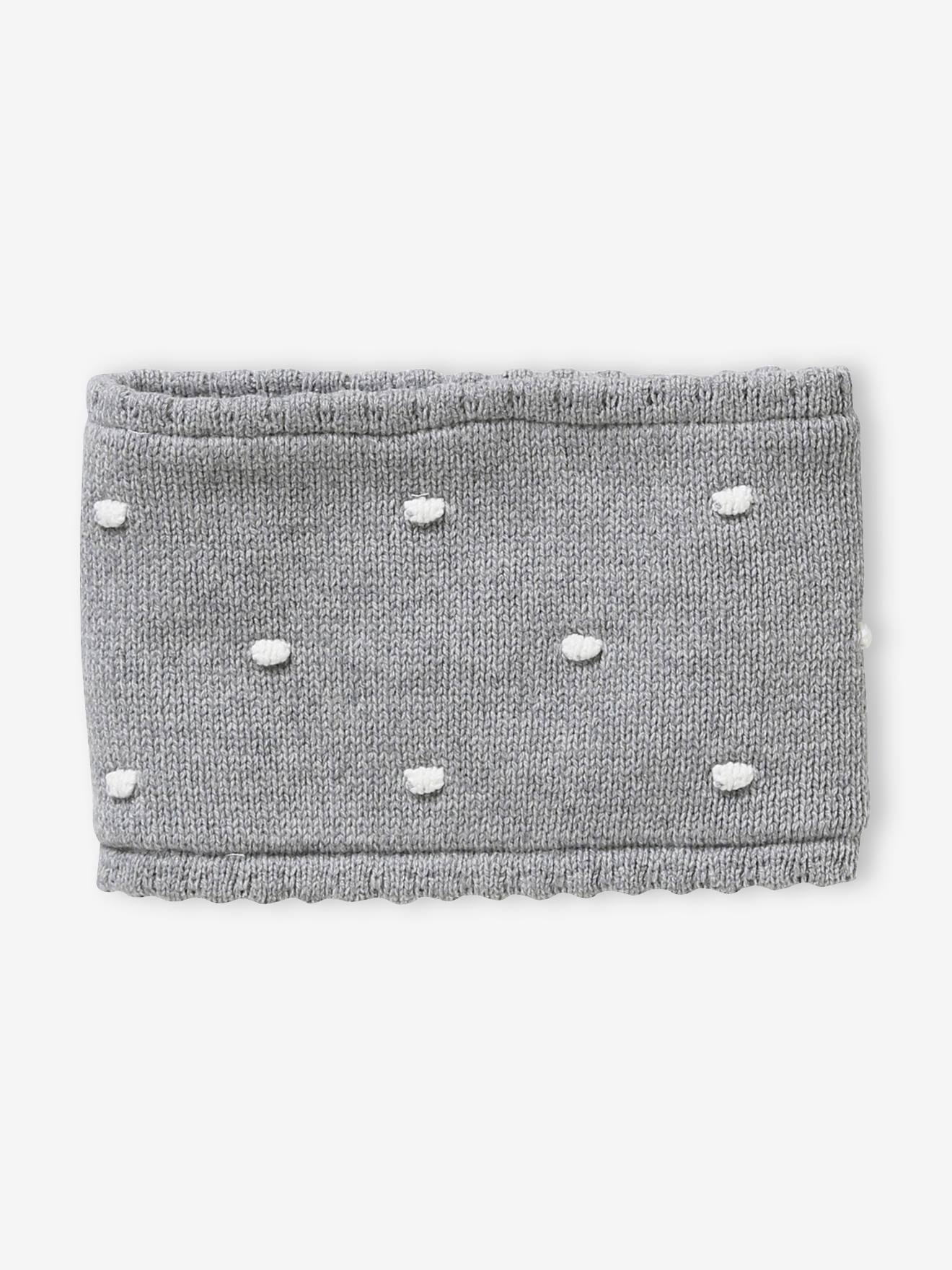 Vertbaudet Mädchen Baby-Set: Mütze, Rundschal & Fäustlinge, Tupfen - grau meliert