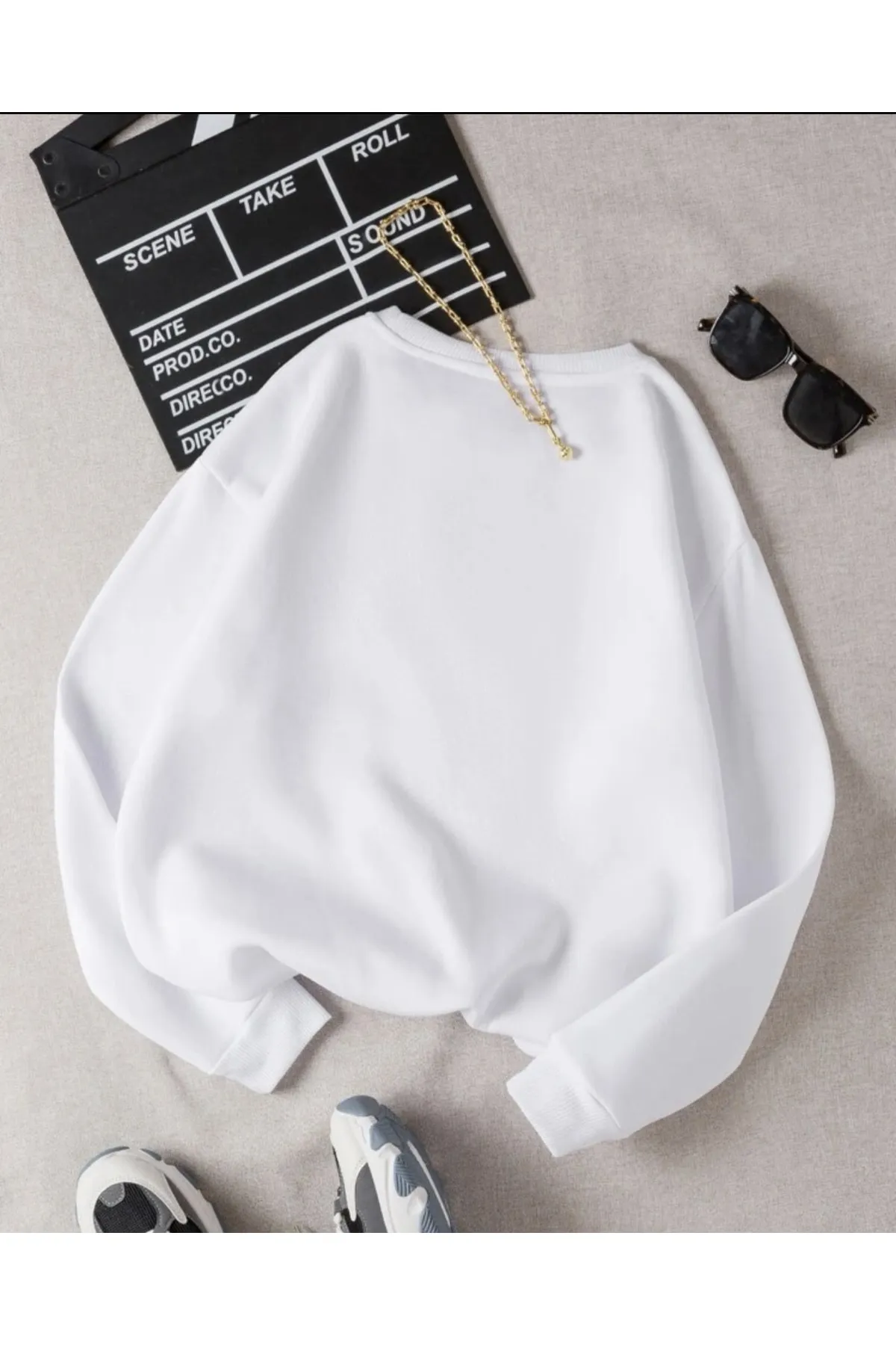 MOONBULL  Weißes Oversize-Sweatshirt mit Bronklyn-Print für Unisex