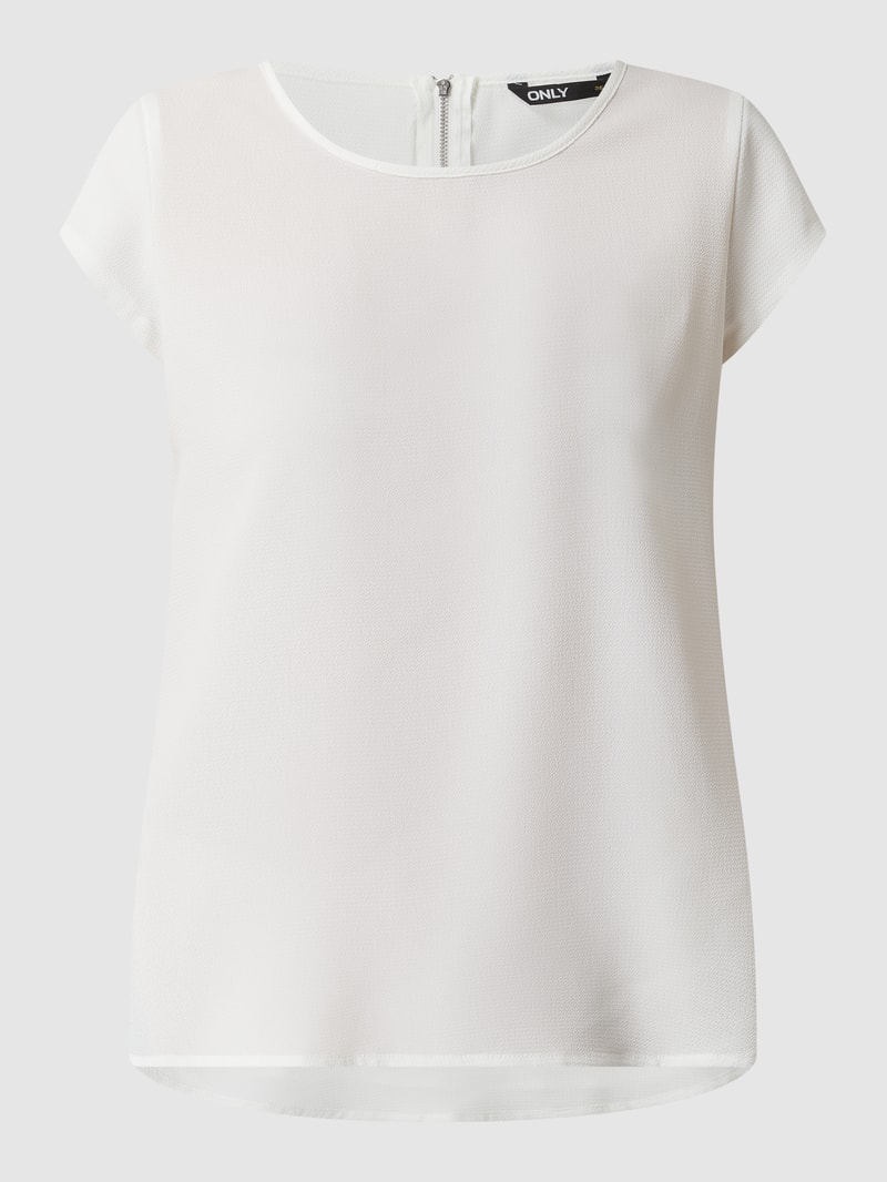 Blusenshirt in unifarbenem Design in weiß