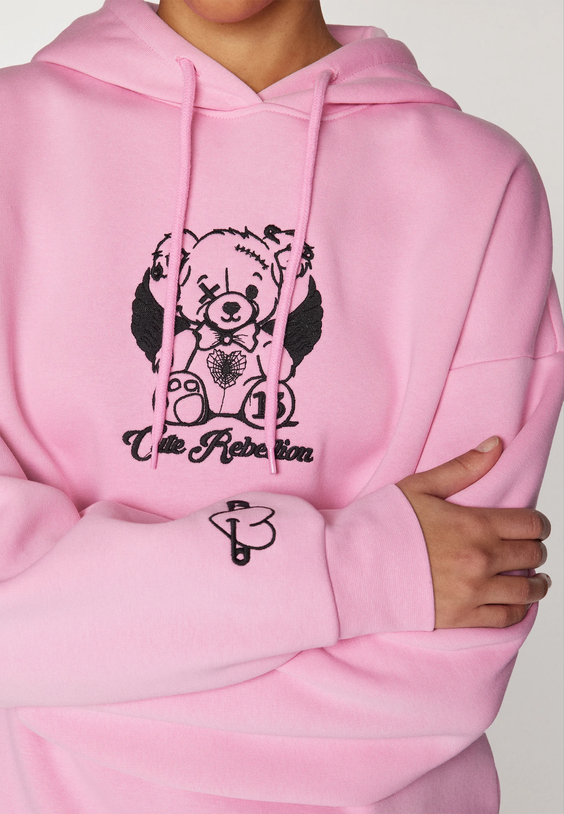 Sudadera con capucha extragrande de osito de peluche grunge Even&Odd Cora - Sudadera