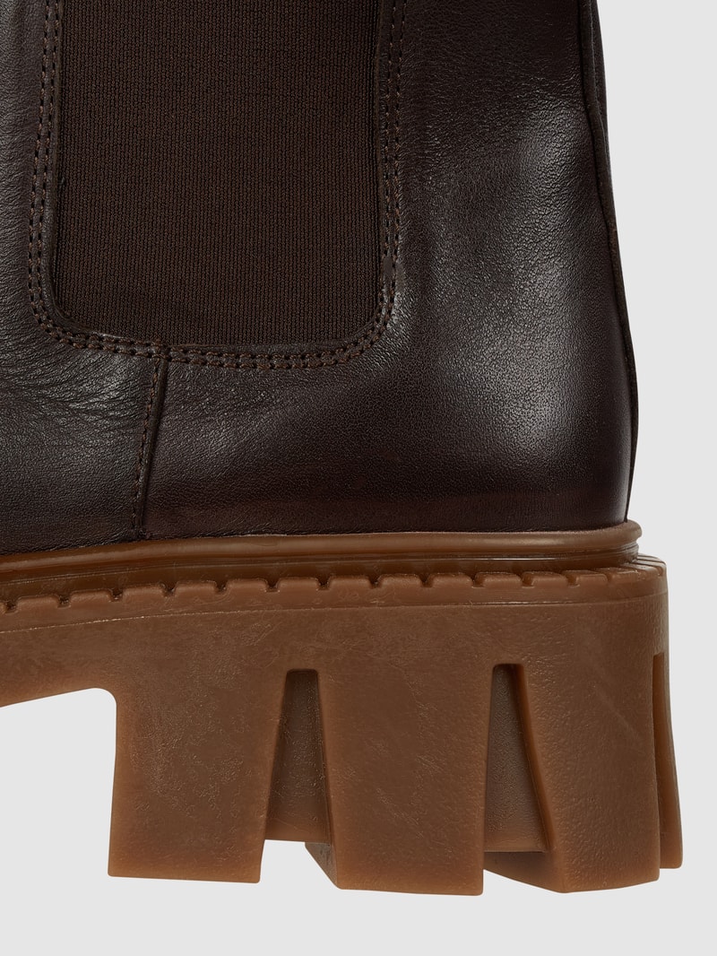Lederboots mit Plateausohle in dunkelbraun