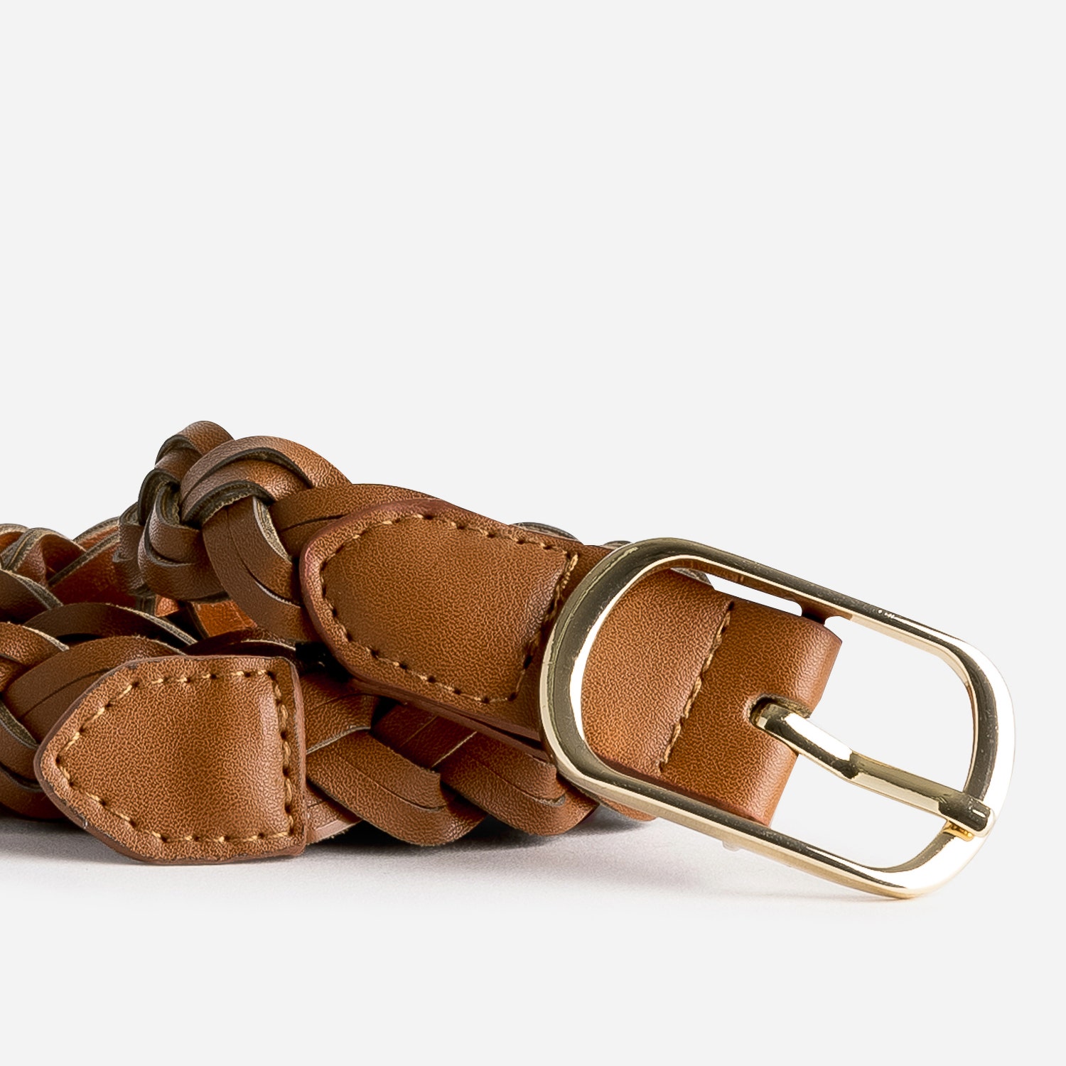 Ceinture fine camel tressée
