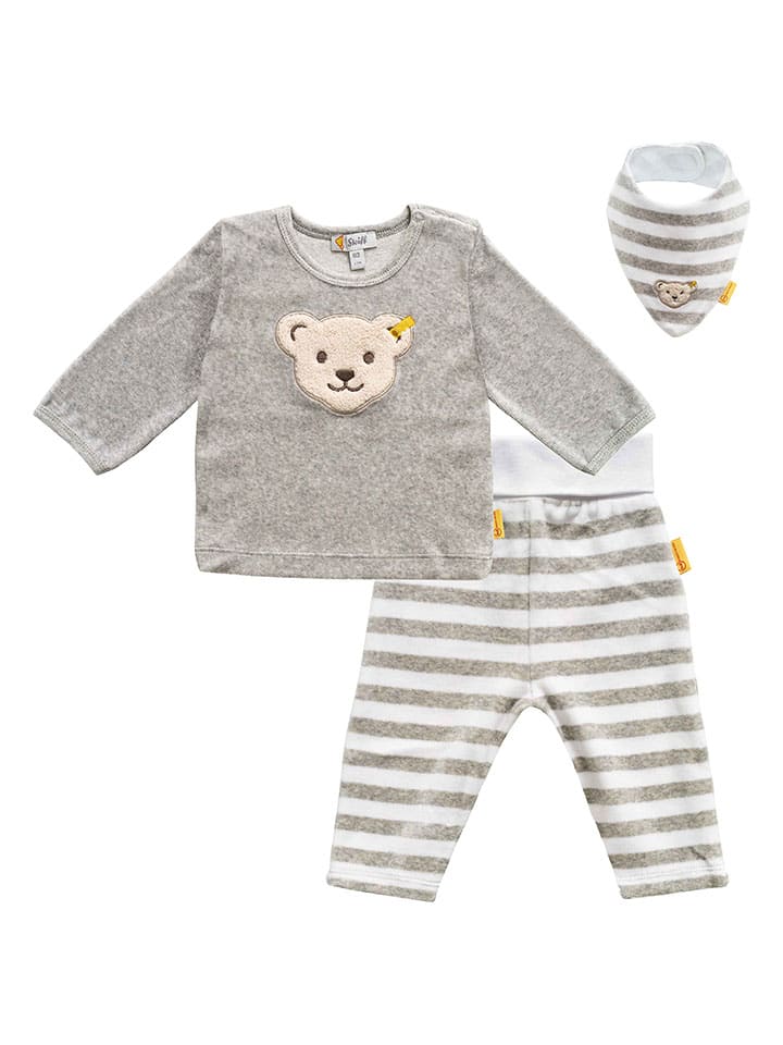 Steiff 3tlg. Outfit in Grau/ Weiß günstig kaufen