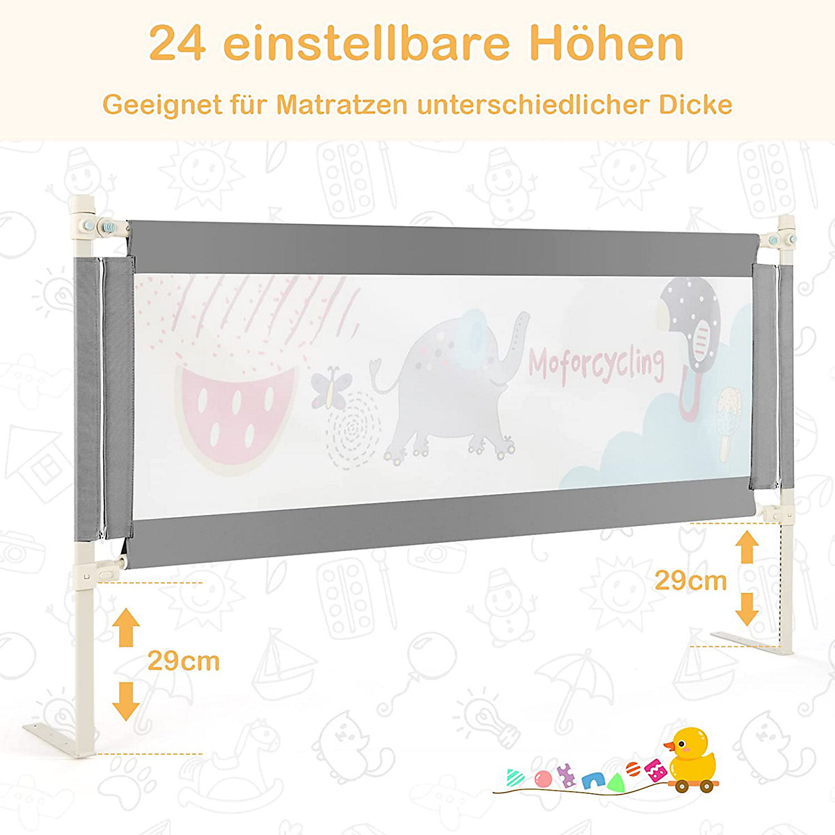 Bettschutzgitter 175cm 24 Stufen höhenverstellbar