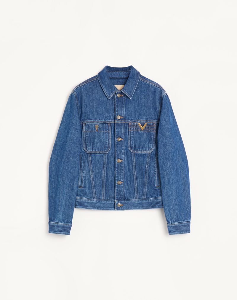 Valentino denimjack met V-gouden accenten
