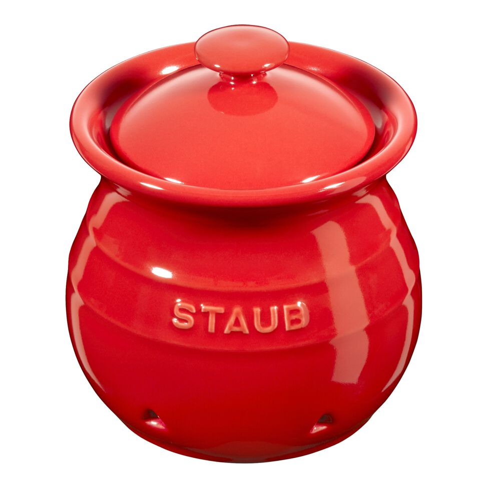 Knoblauchbehälter Kirsch-Rot, Keramik