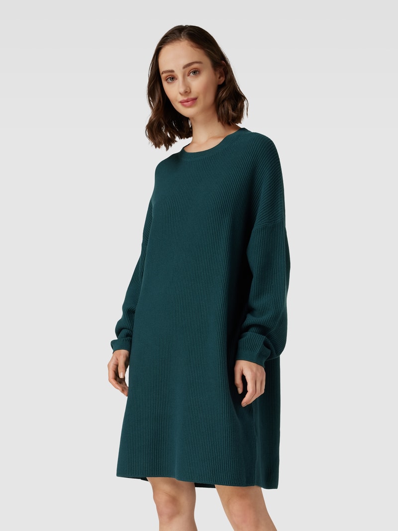 Strickkleid aus Baumwolle mit Rundhalsausschnitt in dunkelgrün