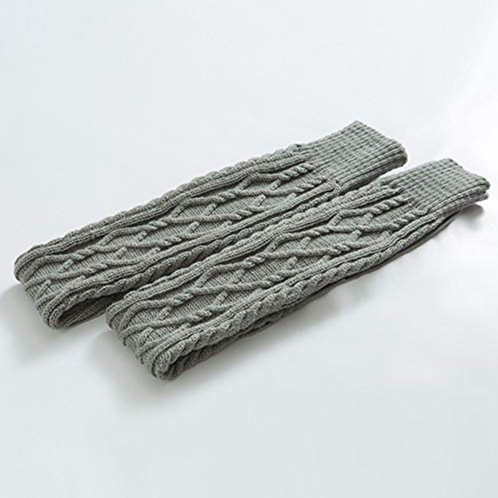 COUNJOYING Beinstulpen Kniestrümpfe Overknee Winter Strick Strümpfe Beinwärmer hellgrau (1-St)