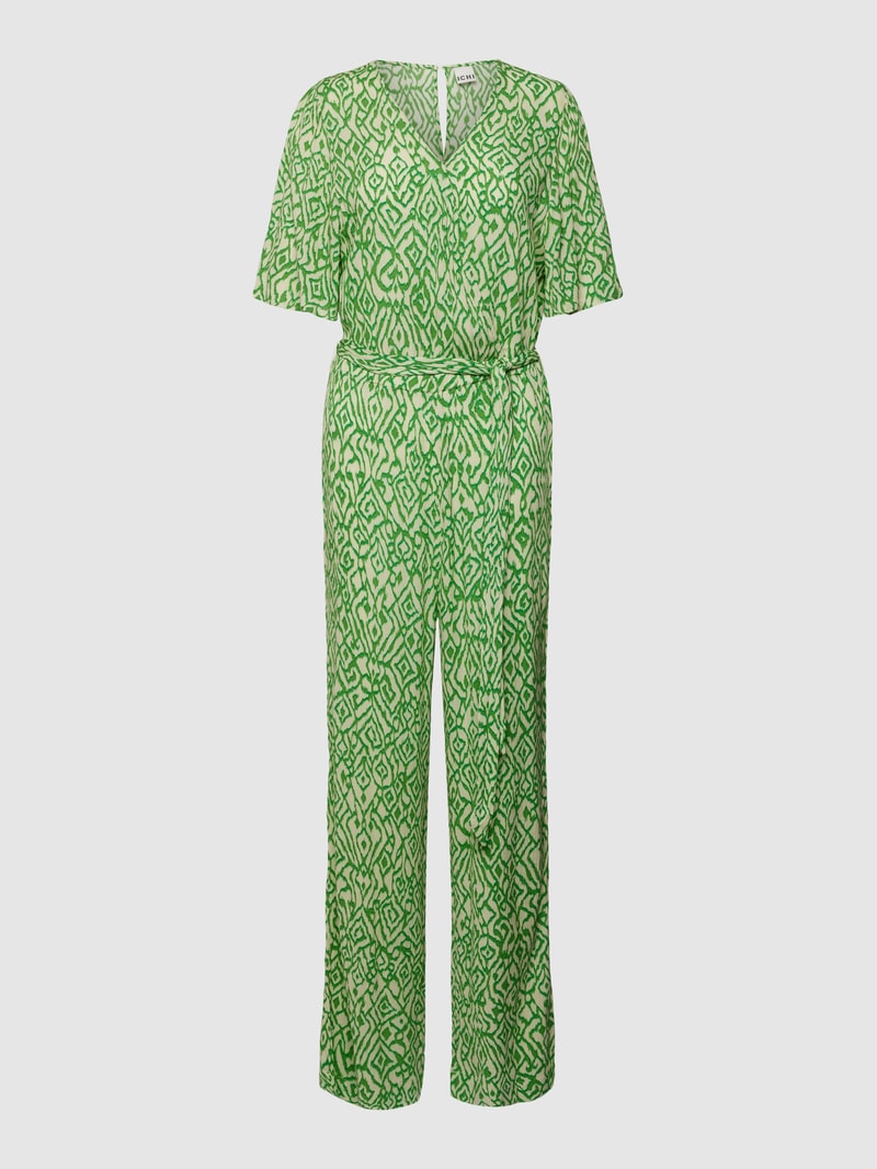Jumpsuit aus reiner Viskose mit Bindegürtel Modell 'Marrakech' in grün